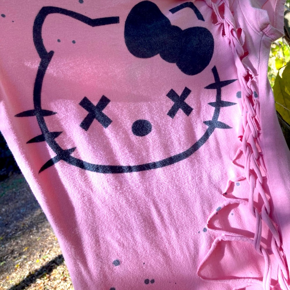 RARE OOAK Hello Kitty Pink Punk Small Laced Top